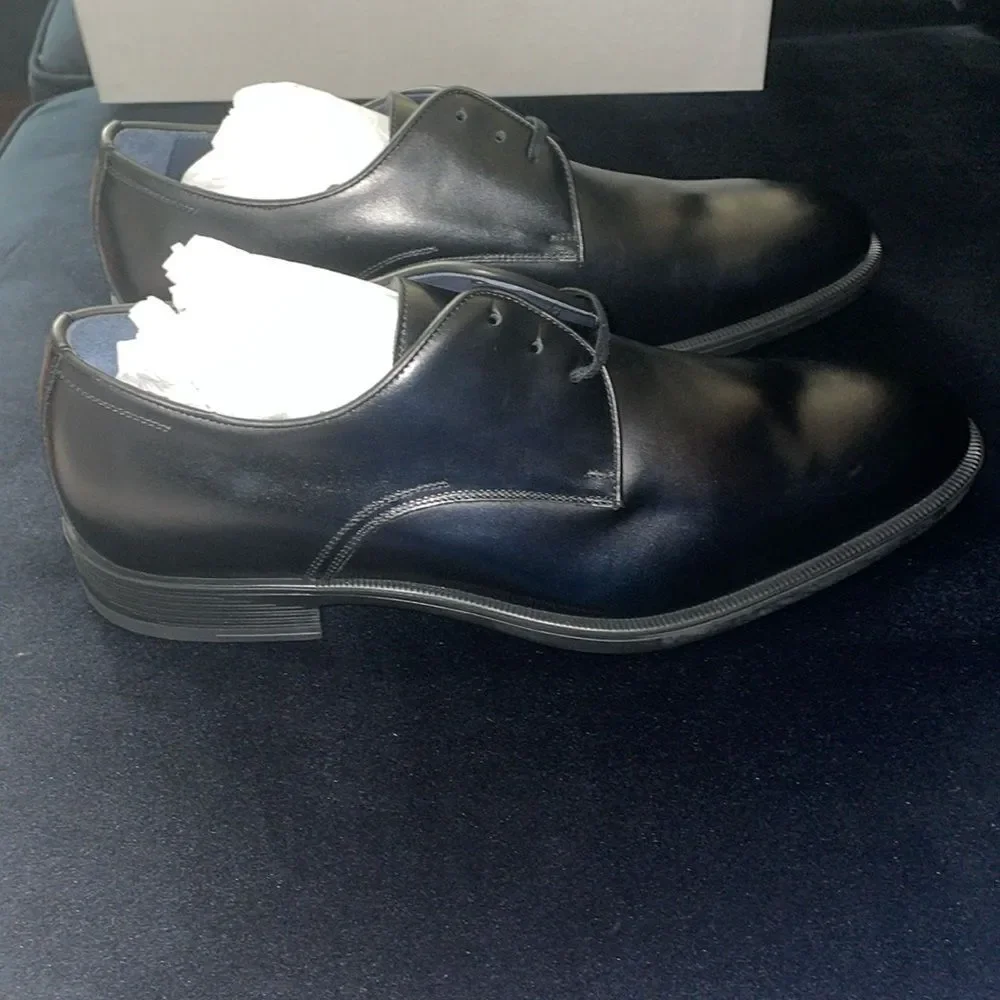 JM collection flinch black calf skin leather lace up oxford men’s dress shoes